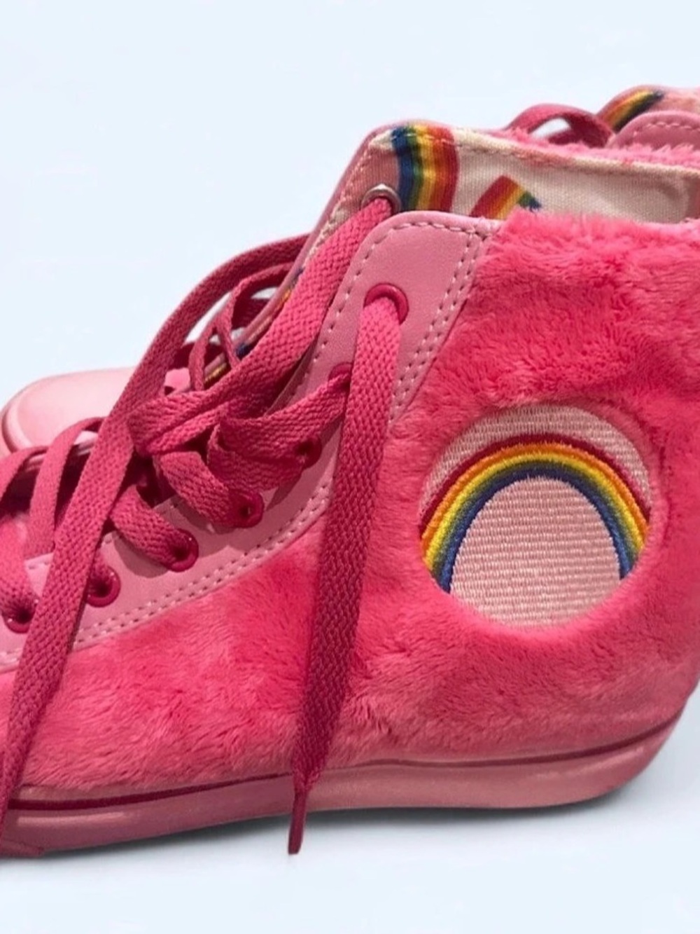 FUN footwear Pink Carebear Rainbow High Top Sneakers US 7 Like New